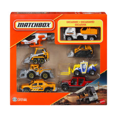 Matchbox 8-Pack Construction & Utility Die-Cast Vehicle Gift Set with 1 Exclusive Vehicle – Assorted Trucks, Excavators & Heavy-Duty Vehicles