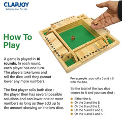 Clapjoy Shut The Box Dice Board Game For Kids Of Age 5 Years And Above