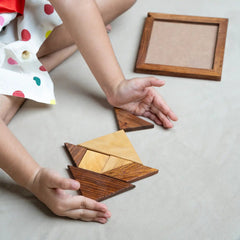 Mittimate Wooden Tangram Puzzle – Brain-Boosting Puzzle Game for Kids (6+) | Fun, Learning & Perfect Gift Choice