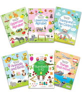 Pegasus Reusable Washable Wipe & Clean Books with Free Pens Set of 6 for Kids (Animal & Birds, Lowercase Alphabet, Numbers 1-10, Things that Move, Tracing & Pen Control and Uppercase Alphabet)