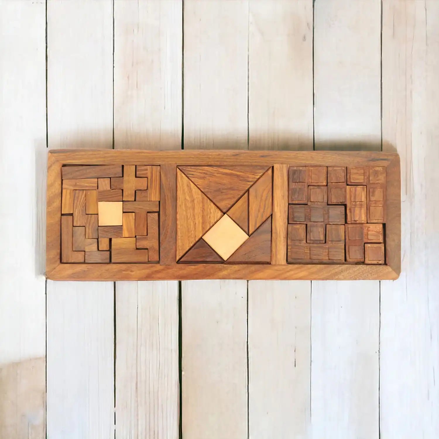 Mittimate 3-in-1 Wooden Puzzle Tray – Brain-Boosting Jigsaw Challenge for Kids (6+) | Fun & Engaging Activity Set