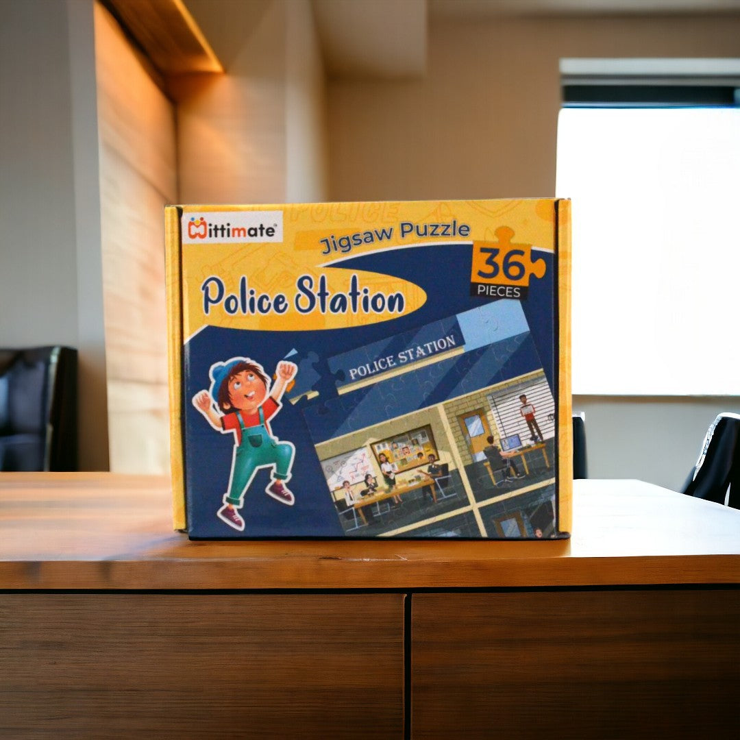 Mittimate Police Station Jigsaw Puzzle – 36-Piece Cardboard Puzzle for Kids (Ages 4-6) | Fun, Learning & Perfect Birthday Gift
