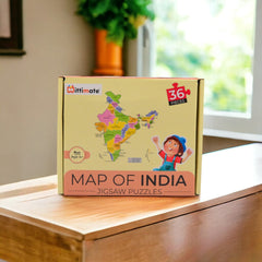 Mittimate Map of India Jigsaw Puzzle – 36-Piece Cardboard Puzzle for Kids (Ages 4-6) | Fun, Learning & Perfect Birthday Gift