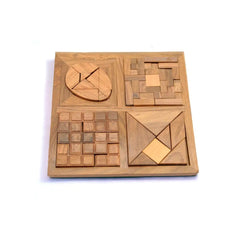 Mittimate 4-in-1 Wooden Puzzle Tray – Brain-Boosting Challenge for Kids (6+) | Unique Multi-Pattern Puzzle Set