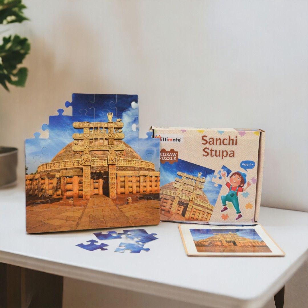 Mittimate Sanchi Stupa Jigsaw Puzzle – 36-Piece Cardboard Puzzle for Kids (Ages 4-6) |Fun, Learning & Perfect Birthday Gift