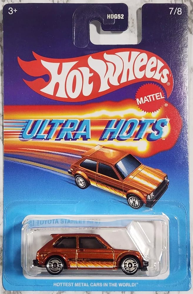 Hot Wheels Ultra Hots Retro 2025 Edition 1:64 Scale 81 Toyota Starlet KP61 Die-Cast Vehicles With Full Front & Rear Decoration VUM Parts For Ages 3+