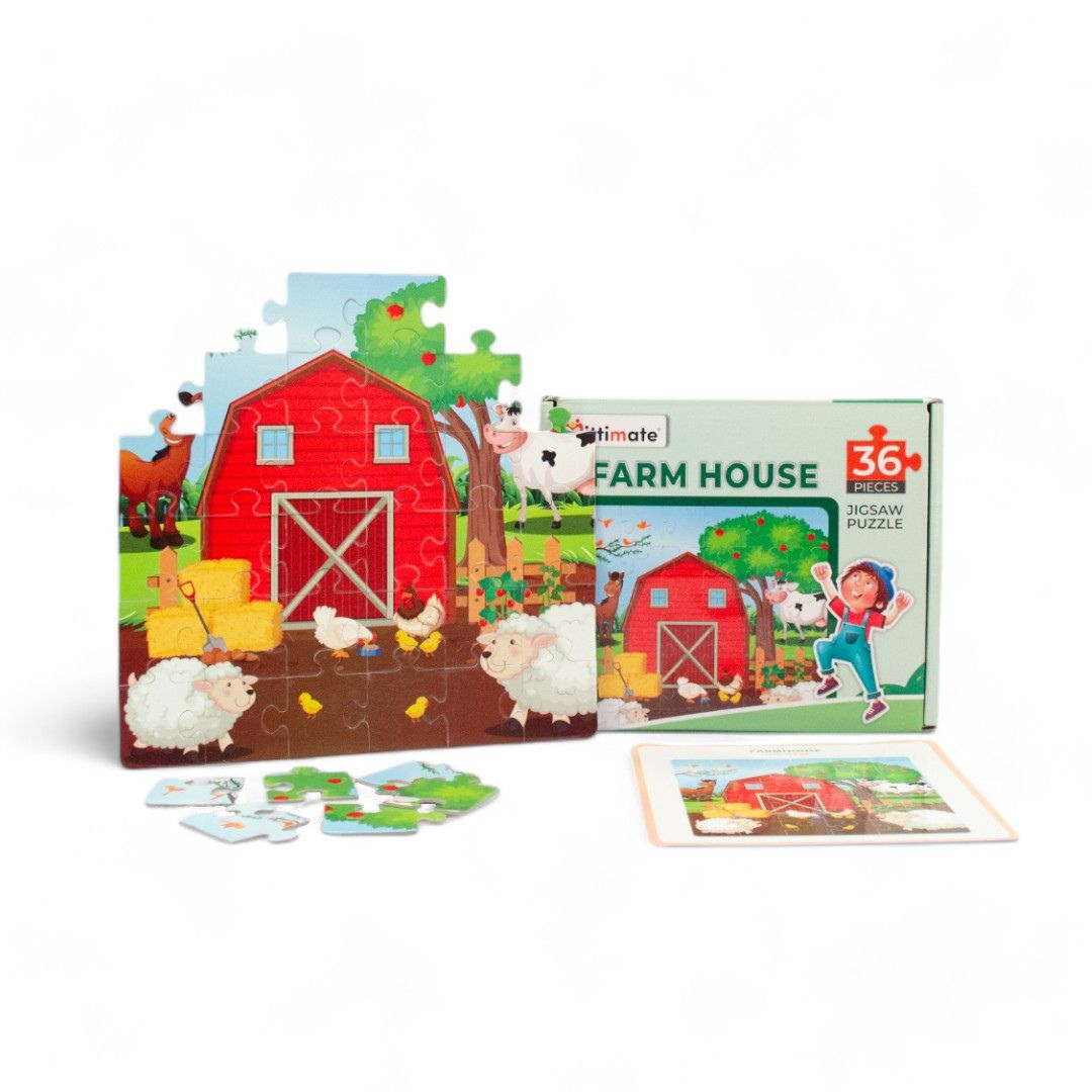 Mittimate Farm House Jigsaw Puzzle – 36-Piece Cardboard Puzzle for Kids (Ages 4-6) | Fun, Learning & Perfect Birthday Gift