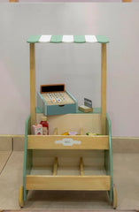 Kiddies Kingdom Wooden Market Stall - Green Imaginative Play For Ages 3 and Above