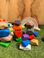 Kiddies Kingdom Wooden Stones (Coloured) Wooden Stones For Ages 3 and Above
