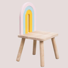 Kiddies Kingdom Wooden chair mini rainbow kids Table & Chair For Ages 3 and Above