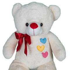Play Hour Teddy Bear Plush Soft Toy for Ages 3 Years and Up - White, 90cm