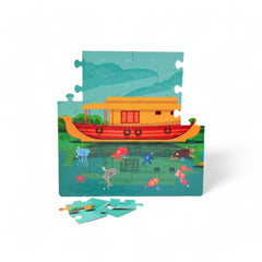 Mittimate Boat House Jigsaw Puzzle – 36-Piece Cardboard Puzzle for Kids (Ages 4-6) | Fun, Learning & Perfect Birthday Gift