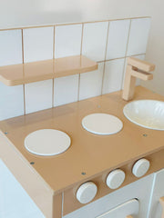 Kiddies Kingdom Play Kitchen - Beige Imaginative Play For Ages 3 and Above