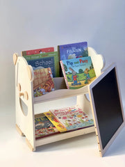 Kiddies Kingdom 4 in 1 Wooden Bear Bookshelf and Easel Organisers For Ages 3 and Above