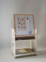 Kiddies Kingdom 4 in 1 Wooden Bear Bookshelf and Easel Organisers For Ages 3 and Above