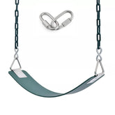 REZNOR EVA Flexible Swing Seat with 60 inch Anti-Rust Plastic Coated Chain Set for Kids, Playground, Jungle & Gym, Green