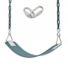 REZNOR EVA Flexible Swing Seat with 60 inch Anti-Rust Plastic Coated Chain Set for Kids, Playground, Jungle & Gym, Green