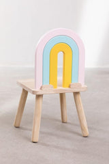 Kiddies Kingdom Wooden chair mini rainbow kids Table & Chair For Ages 3 and Above