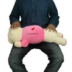 Play Hour Bogo Bear Pillow Plush Soft Toy with I Love You Text for Ages 5 Years and Up - Pink, 60cm