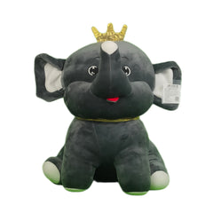 Play Hour Elephant Plush Soft Toy with Crown for Ages 3 Years and Up - 45cm