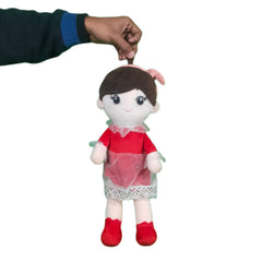 Play Hour Ellie Rag Doll Plush Soft Toy Wearing Red Dress for Ages 3 Years and Up, 45cm