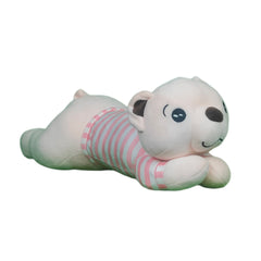 Play Hour Johny Bear Pillow Plush Soft Toy with Pink and White Stripes Cloth for Ages 3 Years and Up, 60cm
