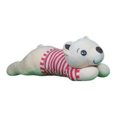 Play Hour Johny Bear Pillow Plush Soft Toy with Red and White Stripes Cloth for Ages 3 Years and Up, 60cm