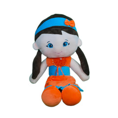 Play Hour Melly Rag Doll Plush Soft Toy Wearing Orange & Blue Frock for Ages 3 Years and Up, 70cm