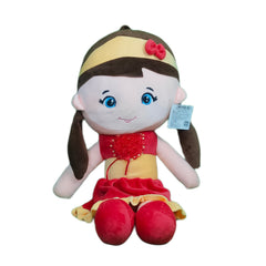 Play Hour Melly Rag Doll Plush Soft Toy Wearing Red & Yellow Frock for Ages 3 Years and Up, 70cm