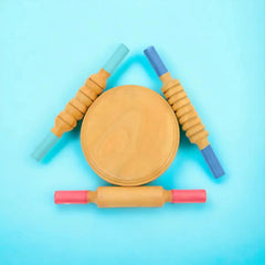 Mittimate Rolling Pins and Board (Chakla Belan) for Kids, Age 2 I Wooden Pretend Play Toys | Perfect Birthday Gift Choice for Children