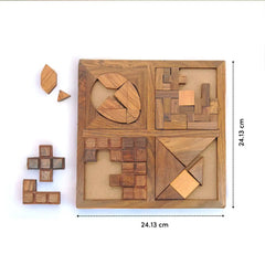 Mittimate 4-in-1 Wooden Puzzle Tray – Brain-Boosting Challenge for Kids (6+) | Unique Multi-Pattern Puzzle Set