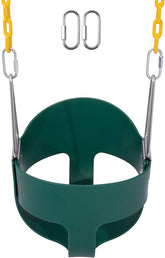 REZNOR EVA Plastic High Back Full Bucket Toddler Baby Swing Seat With 60 Inch Plastic Coated Chain Set, Green/Yellow