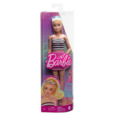Barbie Fashionistas 65th Anniversary Doll #213 with Blonde Hair Wears Striped Top, Pink Skirt & Sunglasses for Ages 3 Years & Up