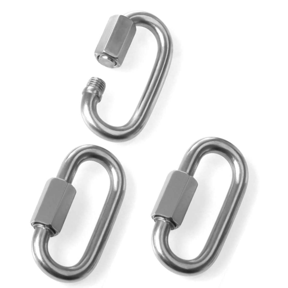 REZNOR Oval Shape Stainless Steel Screw Link Snap Hook Carabiner Swing Hook, Pack of 3