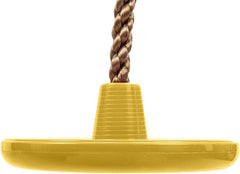REZNOR Plastic Platforms Disc Tree Swing Seat Climbing Knot Rope With Carabiner Hook For Kids, Yellow