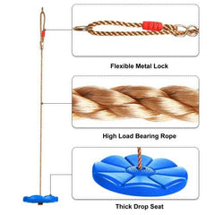 REZNOR Plastic Button Monkey Round Disc Rope Swing for Kids, Blue