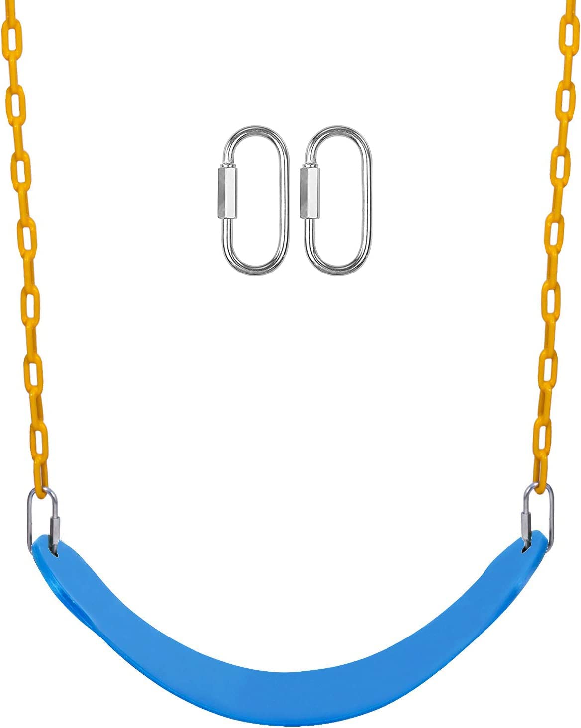 REZNOR EVA Plastic Flexible Swing Seat with 79 inch Plastic Coated Chain Set, Weight Support Upto 150kg, Blue/Yellow