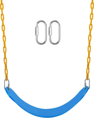 REZNOR EVA Plastic Flexible Swing Seat with 79 inch Plastic Coated Chain Set, Weight Support Upto 150kg, Blue/Yellow