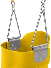 REZNOR EVA Plastic High Back Full Bucket Toddler Baby Swing Seat With 60 Inch Plastic Coated Chain Set, Yellow