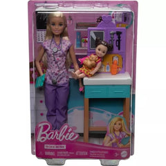Barbie Pediatrician Doll and Doctor Playset with Purple Scrubs & Accessories for Kids Ages 3+