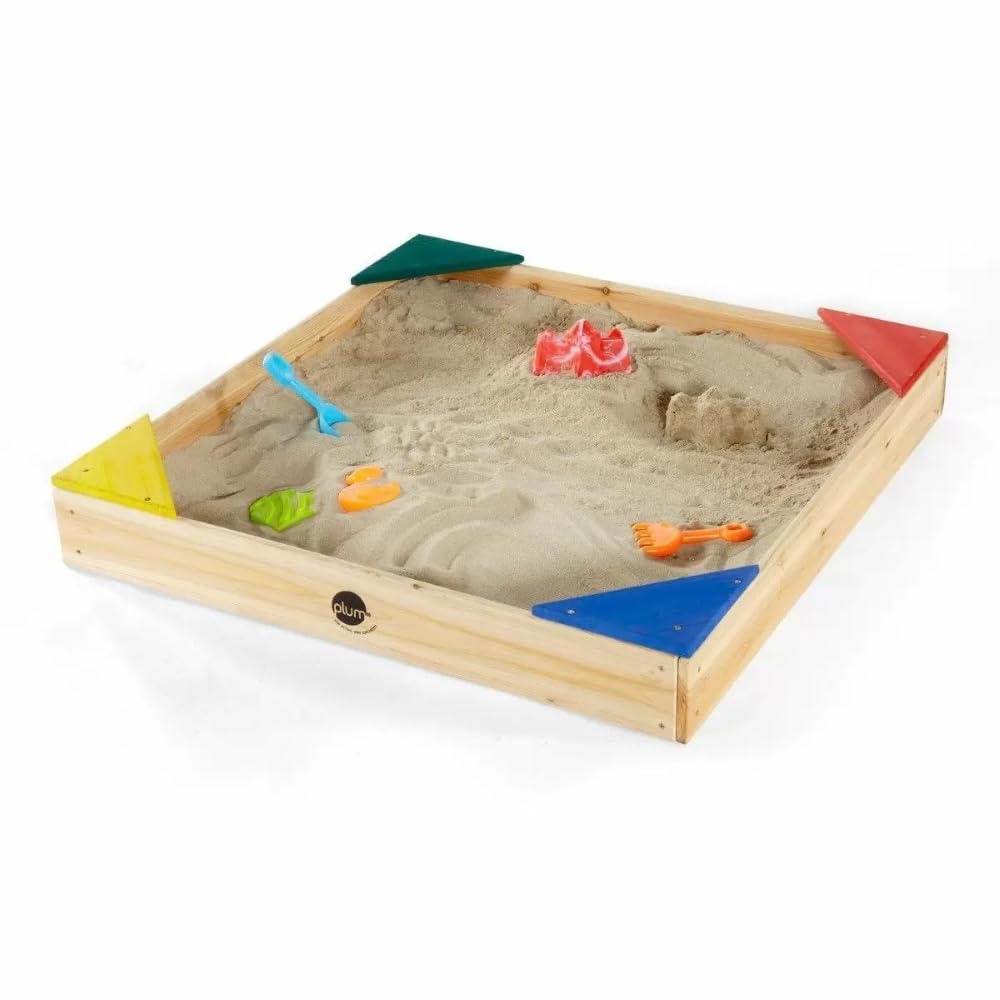 Plum Junior Natural Wooden Sand Pit With Colour Seats