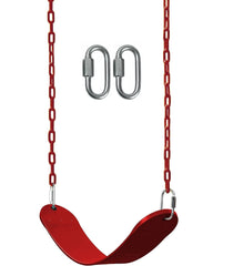 REZNOR EVA Plastic Flexible Swing Seat with 79 inch Plastic Coated Chain Set, Weight Support Upto 150kg, Red