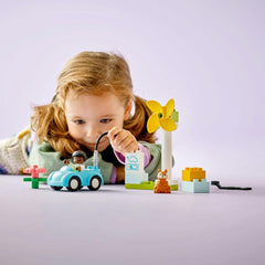 LEGO Duplo Town Wind Turbine and Electric Car Building Kit for Ages 2+