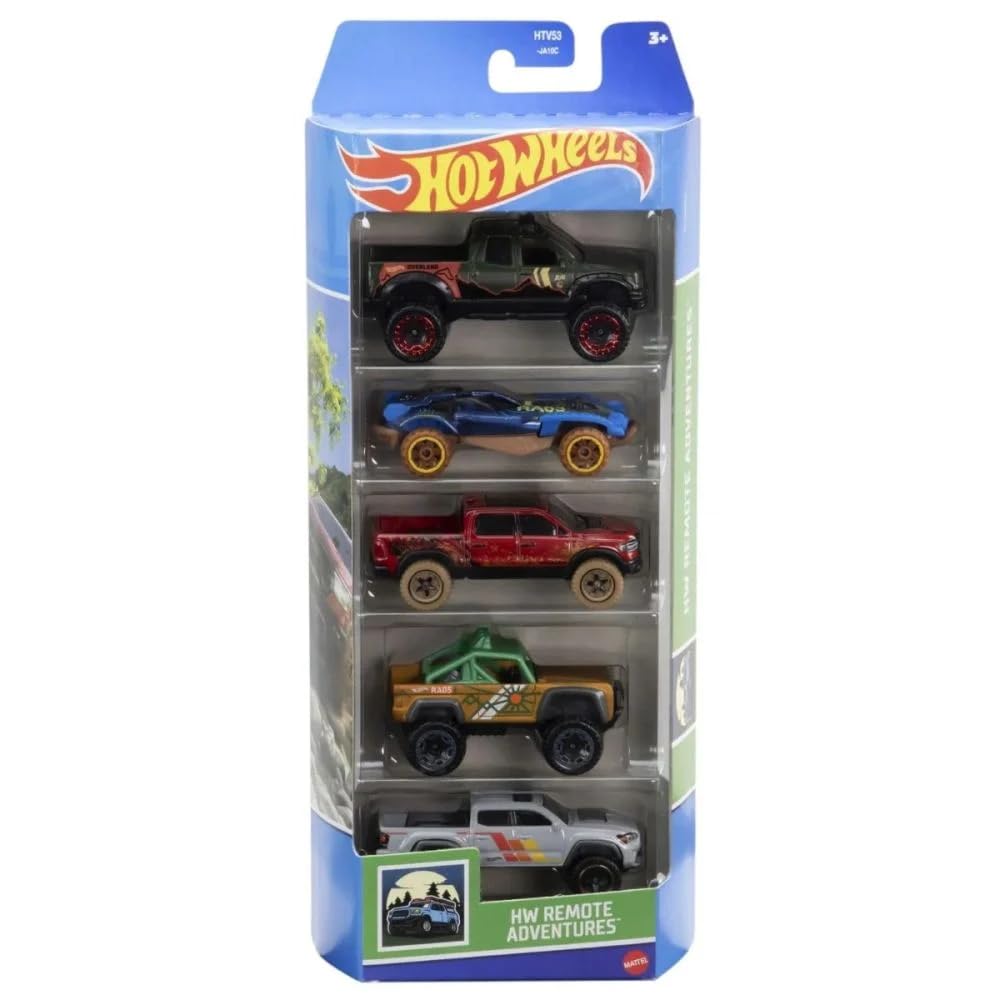 Hot Wheels 5 Car Gift Pack - HW Remote Adventure Pack of 5 For Kids & Collectors