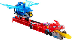 Hot Wheels City Ultimate Double Dragon Transporter Track Set Including Two Diecast Cars for Kids Ages 4 Years & Up
