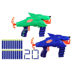 Nerf Wild Wolfpack - 2 Easy Play Blasters With Wolf Designs, 20 Elite Darts, Wolf Toys For 6 Year Old Boys & Girls, Outdoor Toys