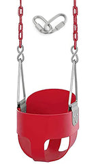 REZNOR EVA Plastic High Back Full Bucket Toddler Baby Swing Seat With 60 Inch Plastic Coated Chain Set, Red