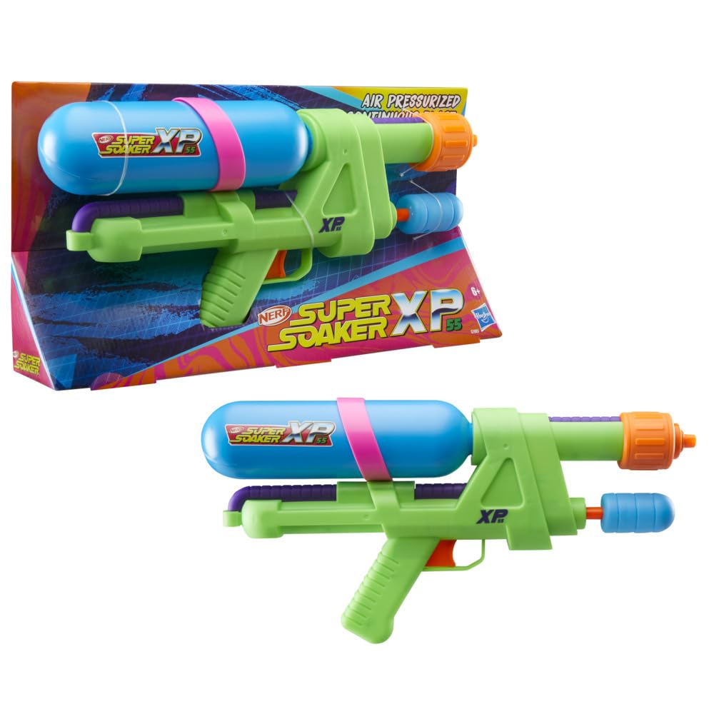 Nerf Super Soaker XP55 Water Blaster, Air Pressurized System, 17.5 Fluid Ounce Tank, Water Toys - Pichkari for Outdoor Water Games, Branded Toy Pichkari for Holi Festival, Kids 6+