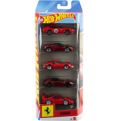 Hot Wheels 5 Car Gift Pack - 2026 Ferrari Pack Of 5 1:64 Vehichles For Kids & Collectors