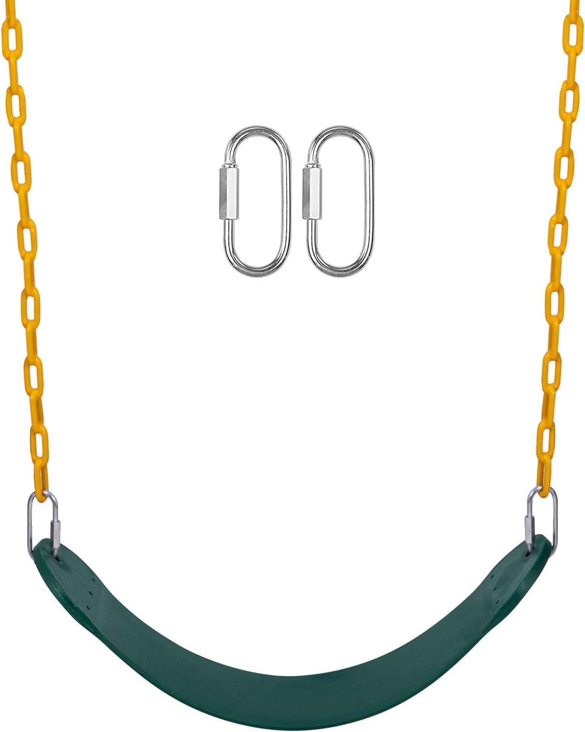 REZNOR EVA Plastic Flexible Swing Seat with 79 inch Plastic Coated Chain Set, Weight Support Upto 150kg, Green/Yellow